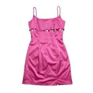 Pink Spaghetti Strap Dress with Sequin Detail